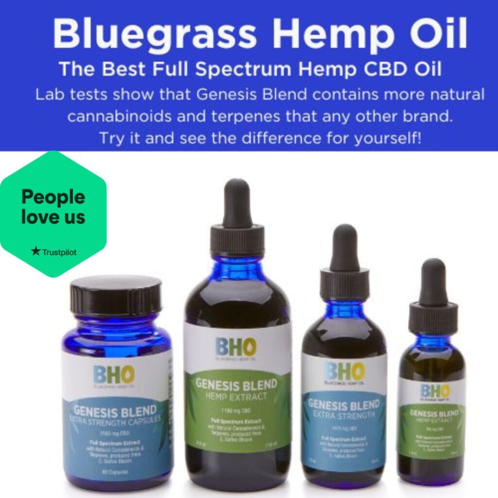 Bluegrass Hemp Oil poster of Kentucky Cannabis products